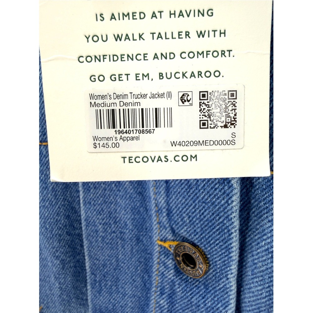 NWT Tecovas Women's Denim Trucker Jacket II Medium Wash Size S Western Boho - Picture 9 of 11